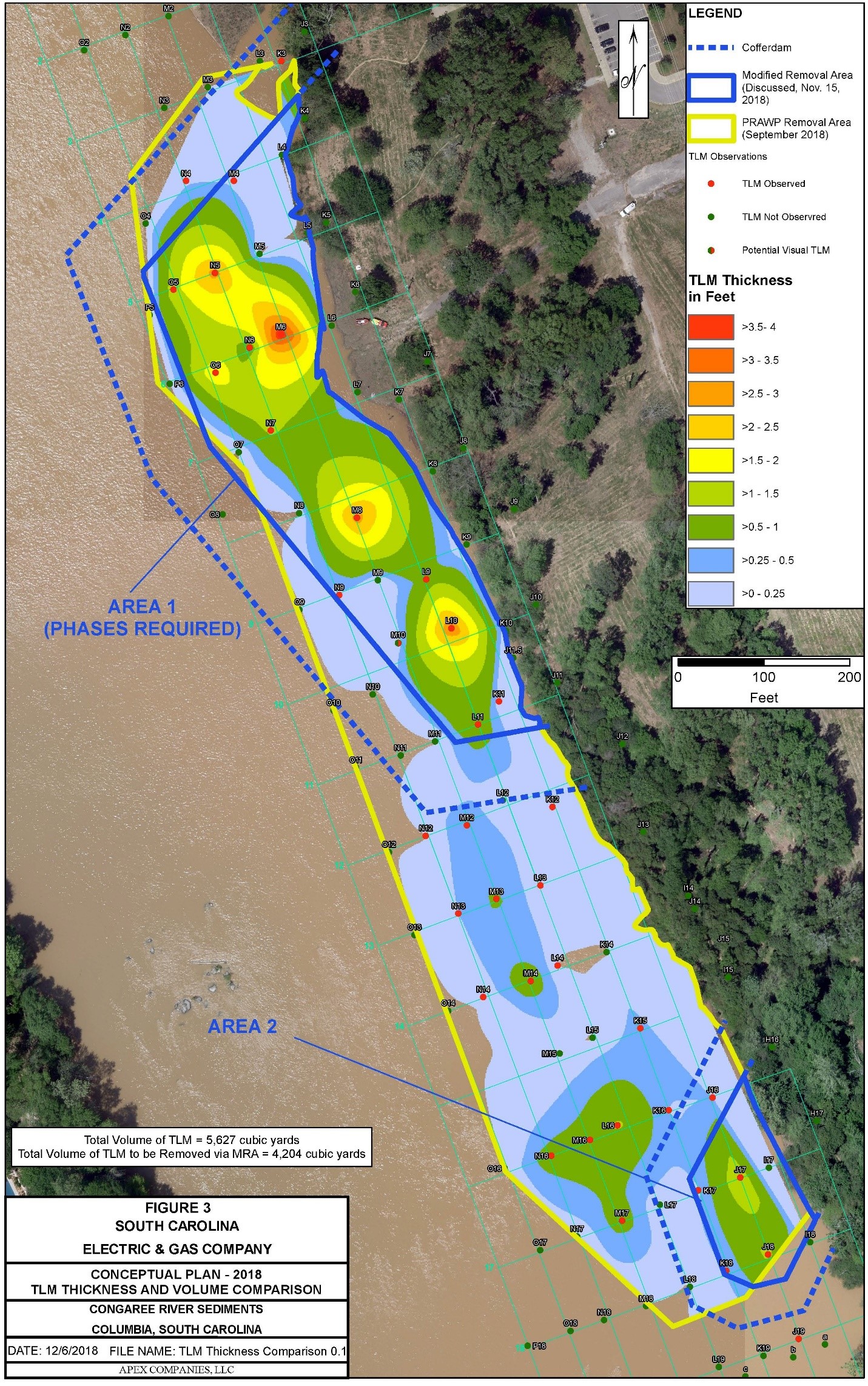 Figure 3 provides an updated depiction of the average TLM thickness with estimated volume, using a similar GIS tool in which the TLM representation extends into the adjacent data point.