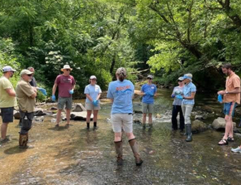 Adopt A Stream volunteers in stream